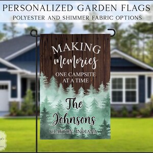 Welcome To Our Campsite Garden Flag, Camping Garden Flag, Personalized Camp Flag, Campsite Decor, Camper Flag, Campsite Gift Idea, Camp Flag