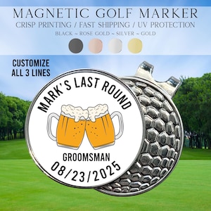 Bachelor Party Golf Ball Marker, Custom Golf Gift for Groom & Groomsmen, Personalized Golf Accessory, Wedding Party Favor for Men