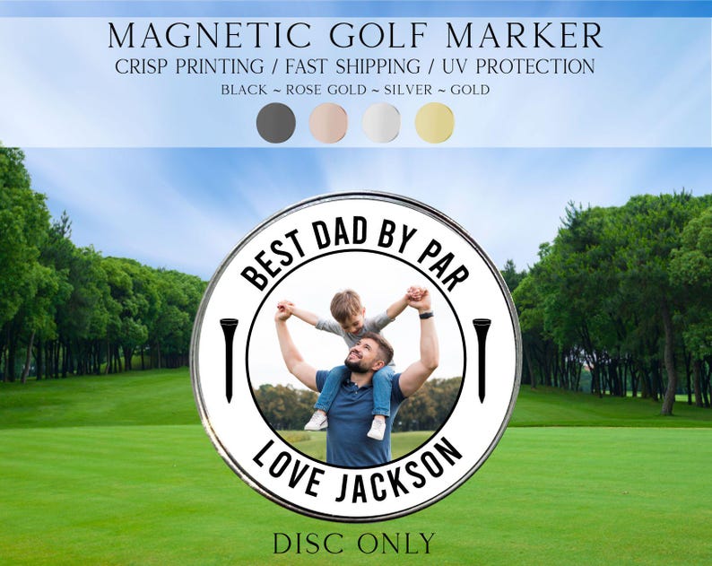 Marcador de golf con foto, marcador de golf "Mejor papá por par", ideas de regalo para el Día del Padre, marcador de golf personalizado, accesorio de golf, marcador de golf personalizado imagen 5