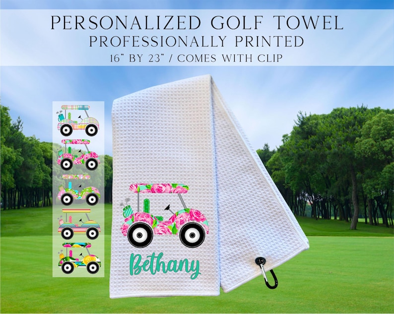 Personalized Golf Cart Towels, Custom Golf Towels For Her, Ladies Golf Towel, Gift For Golfer, Custom Golf Towel, Personalized Golf Gifts Golf Cart 2
