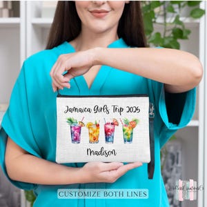 Girls Trip Cocktail Bag, Girls Weekend Gifts, Personalized Girls Trip Linen Wristlet, Girls Trip Bag, Girls Trip Gift, Personalized Gifts