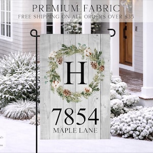 Address Garden Flag, Winter Garden Flag, Custom Address Garden Flag, Porch Decor, Entry Flag, Yard Decor, Housewarming Gift