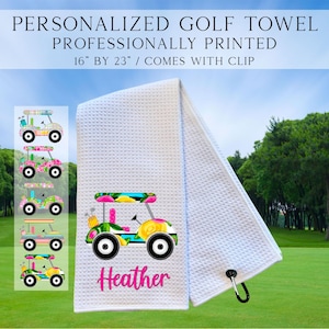 Personalized Golf Cart Towels, Custom Golf Towels For Her, Ladies Golf Towel, Gift For Golfer, Custom Golf Towel, Personalized Golf Gifts Golf Cart 5