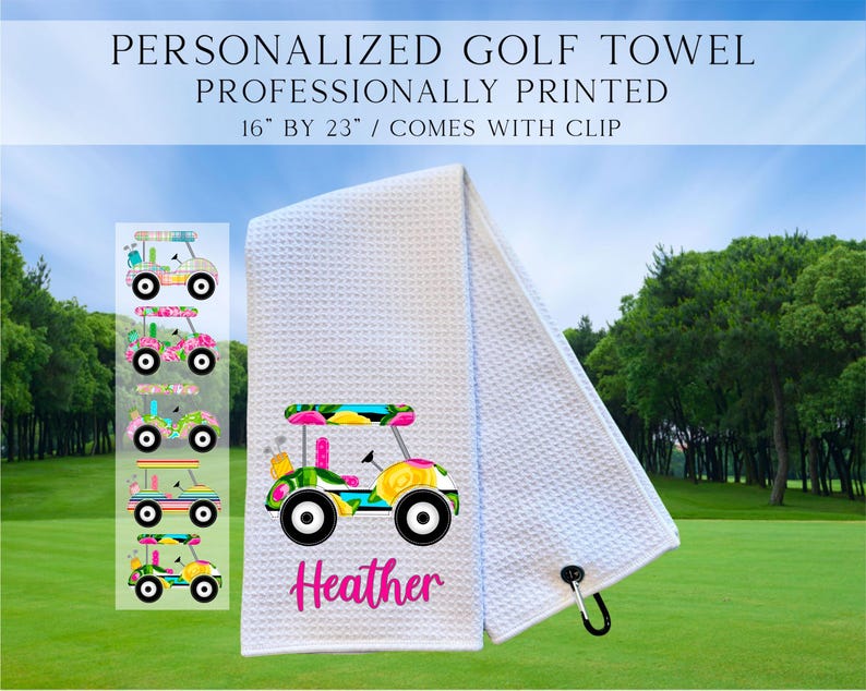Personalized Golf Cart Towels, Custom Golf Towels For Her, Ladies Golf Towel, Gift For Golfer, Custom Golf Towel, Personalized Golf Gifts Golf Cart 5