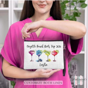 Girls Trip Margarita Bag, Girls Weekend Gifts, Personalized Girls Trip Linen Wristlet, Girls Trip Bag, Girls Trip Gift, Personalized Gifts