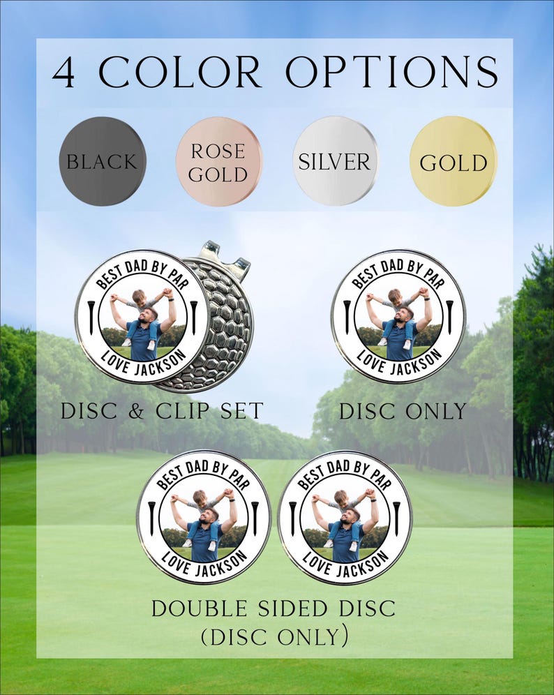 Marcador de golf con foto, marcador de golf "Mejor papá por par", ideas de regalo para el Día del Padre, marcador de golf personalizado, accesorio de golf, marcador de golf personalizado imagen 3