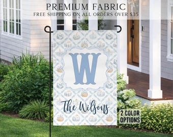 Pumpkin Floral Fall Flag, Vintage Floral Garden Flag, Cottagecore Autumn Porch Decor, Pastel Fall Yard Flag, Grandmillennial Fall Flag