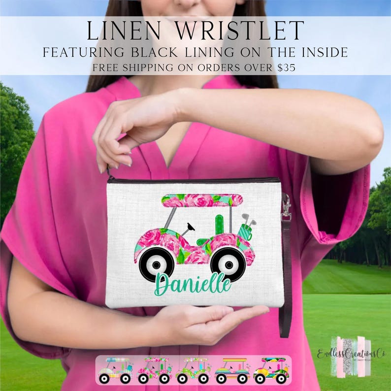 Golf Cart Wristlet, Personalized Golf Cart Bag, Golfing Gift Ideas, Custom Golf Cart Bag, Golf Toiletry Bag, Golf Wristlet, Golf Gift Golf Cart 2