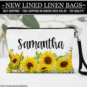 Sunflower Cosmetic Bag, Sunflower Makeup Bag, Sunflower Makeup Organizer, Toiletry Bag, Zipper Pouch, Sunflower Bag, Sunflower Gift Ideas