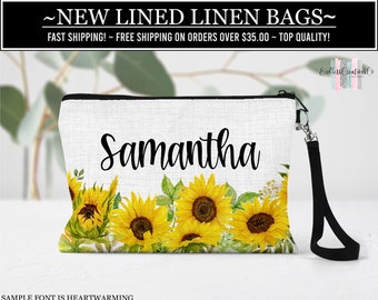 Sunflower Cosmetic Bag, Sunflower Makeup Bag, Sunflower Makeup Organizer, Toiletry Bag, Zipper Pouch, Sunflower Bag, Sunflower Gift Ideas