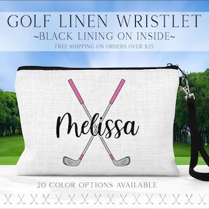 Golf Clubs Wristlet, Women’s Golf Bag, Cute Golf Gift, Small Purse, Golf Cart Must Have, Zipper Pouch for Her, Women’s Golf Accessory