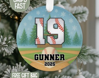 Personalized Baseball Ornament, Baseball Player Christmas Ornament, Baseball Team Gift, Baseball Coach, Baseball Keepsake, Sports Ornament