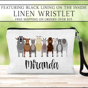 Goat Cosmetic Bag, Personalized Goat Makeup Bag, Goat Lover Gifts, Farm Animal Zipper Pouch, Goat Gift Ideas For Her