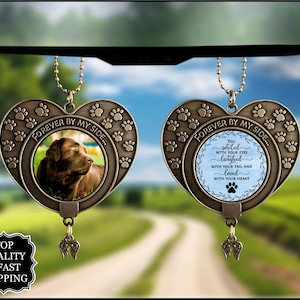 Custom Photo Pet Heart Memorial Hanging Charm, Rear View Mirror Charm, Personalized Memorial Ornament Charm, Custom Picture Charm