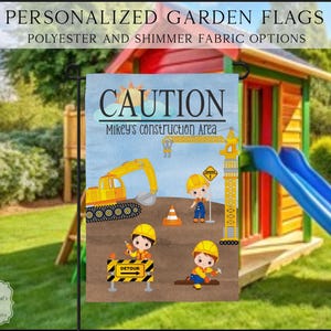 Kids Construction Flag, Boys Playground Flag, Boys Clubhouse Flag, Yard Decor, Clubhouse Decor, Outdoor Flag, Playground Flag