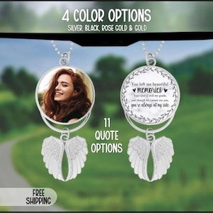 Custom Photo Angel Wings Memorial Hanging Charm, Rear View Mirror Charm, Personalized Memorial Ornament Charm, Custom Picture Charm