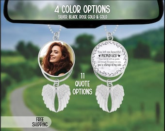 Custom Photo Angel Wings Memorial Hanging Charm, Rear View Mirror Charm, Personalized Memorial Ornament Charm, Custom Picture Charm