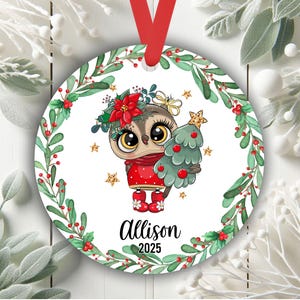 Owl Christmas Ornament, Personalized Christmas Ornament, Custom Christmas Ornament, Keepsake Christmas Ornament, Child Ornament