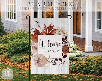 Welcome Fall Garden Flag, Fall Pumpkin Garden Flag, Welcome Fall Flag, Floral Welcome Flag, Custom Fall Flag, Fall Porch Decor