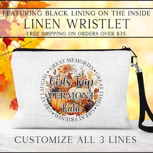Girls Trip Fall Wristlet, Girls Weekend Bag, Personalized Vacation Gifts, Group Trip Wristlet, Custom Girls Trip Bag, Gift For Trip