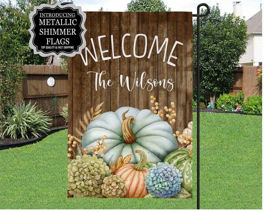 Fall Garden Flag, Pumpkin Garden Flag, Welcome Fall Flag, Floral ...