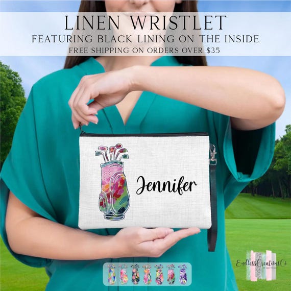 Golf Bag Wristlet, Golf Gift for Her, Preppy Purse, Small Zipper Pouch, Cute Golf Bag Accessory, Women’s Golf Gift