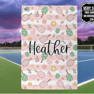 Personalized Retro Pickleball Towel, Custom Pickleball Towels For Her, Gift For Pickleball Player, Custom Pickleball Towel, Pickleball Gift
