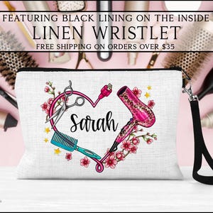 Hair Stylist Heart Wristlet, Cosmetology Gift Idea, Hair Dresser Make Up Bag, Beauty School Graduation Gift, Personalized Hair Dresser Gift