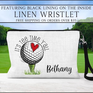 It's Tee Time Y'all Bag, Golf Tournament Bag, Golf Cart Accessories, Ladies Golf Bag, Golf Tee Bag, Golf Gift For Her, Golf Zipper Pouch