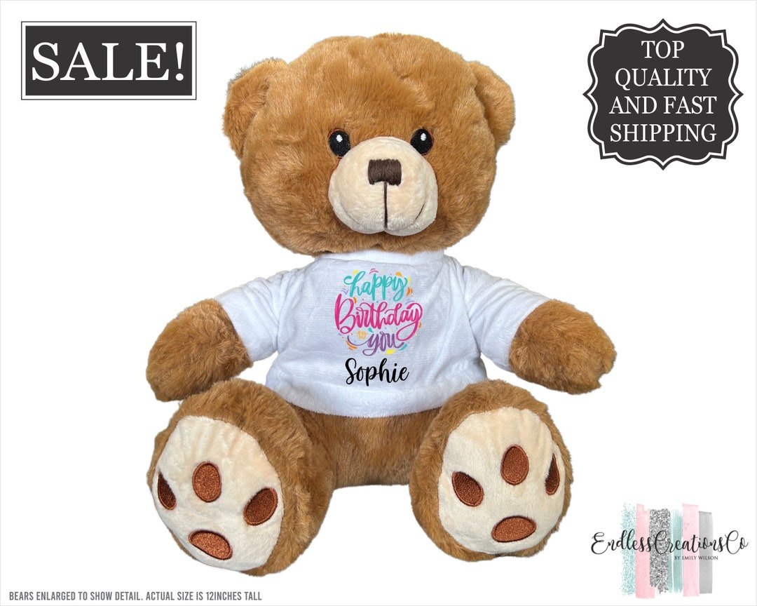 Happy Birthday Teddy Bear Custom Birthday Bear Girl Birthday - Etsy