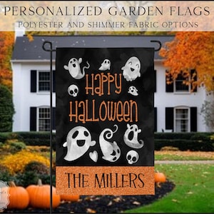 Happy Halloween Garden Flag, Fall Pumpkin Garden Flag, Custom Family Name Garden Flag, Personalized Garden Flag, Halloween Decor, Porch Flag