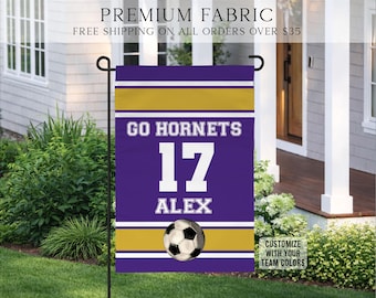 Soccer Garden Flag, Team Colors Soccer Garden Flag, Team Spirit Flag, Sport Flag, Team Color Flag, School Sport Flag,  Custom Team Flag
