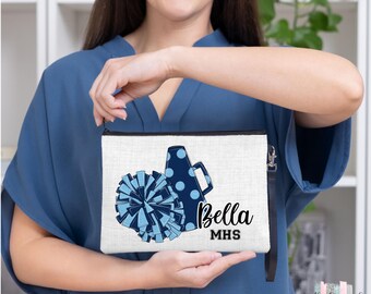 Cheerleader Wristlet, Personalized Cheer Make up Bag, Custom Cheer