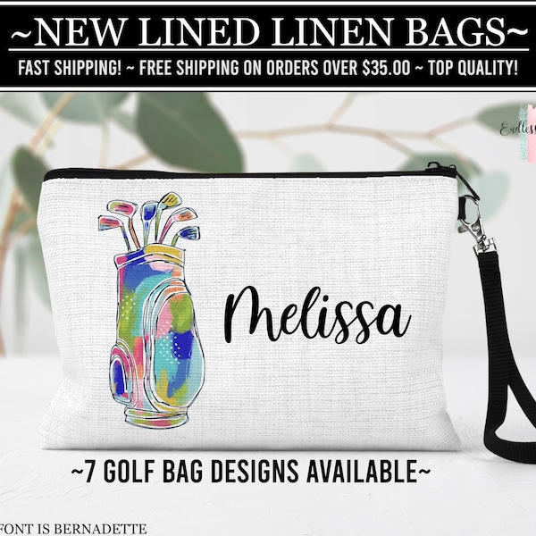 Golf Club Cosmetic Bag, Personalized Sports Make Up Bag, Custom Golf Tee Bag, Golf Team Gift, Sports Gift, Coach Gift, Golf Make Up Bag