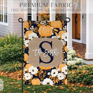 Fall Pumpkin Welcome Flag, Fall Garden Flag, Welcome Fall Flag, Floral Welcome Flag, Custom Fall Flag, Porch Flag, Autumn Decor, Fall Decor