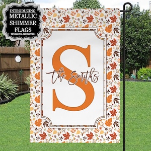 Personalized Fall Garden Flag, Autumn Leaves Garden Flag, Custom Family Name Garden Flag, Personalized Garden Flag, Porch Decor, Fall Decor