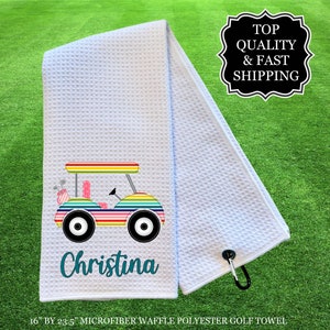 Personalized Golf Cart Towels, Custom Golf Towels For Her, Ladies Golf Towel, Gift For Golfer, Custom Golf Towel, Personalized Golf Gifts Golf Cart 4