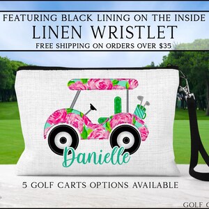 Golf Cart Wristlet, Personalized Sports Make Up Bag, Custom Golf Tee Bag, Golf Team Gift, Sports Gift, Coach Gift, Golf Make Up Bag, Golfing