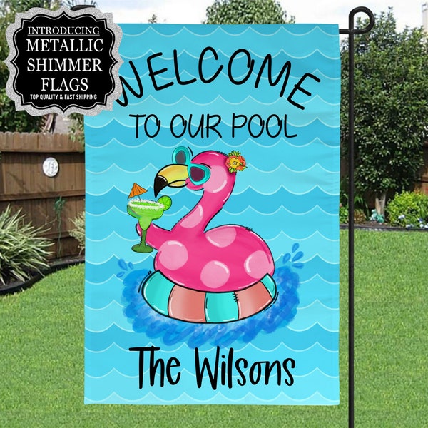 Personalized Welcome To Our Pool Flag, Pool House Flag, Pool Garden Flag, Pool Decor, Entry Flag, Yard Decor, Housewarming Gift