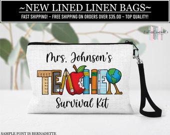 Teacher Survival Kit Bag, Teacher Gift Ideas, Teacher Appreciation Gift, Favorite Teacher Bag, Pencil Pouch, End Of School Gift