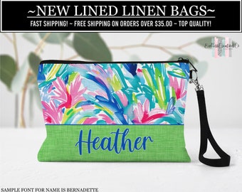 Tropical Name Cosmetic Bag, Personalized Floral Make Up Bag, Summer Make Up Bag, Gift For Her, Flower Cosmetic Bag, Summer Wedding Bag