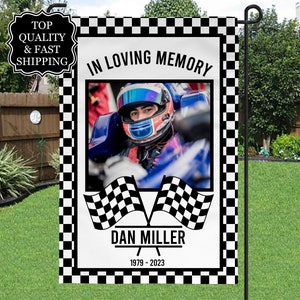 Racing Memorial Garden Flag, In Loving Memory Of, Sympathy Flag,  Commentary Garden Flag, Memorial Gift, Cardinal Memorial Flag, RIP Flag