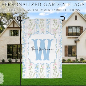 Summer Garden Flag, Grandmillennial Porch Flag, Cottagecore Pink Flag, Summer Garden Decor, Custom Garden Flag, Outdoor Garden Flag