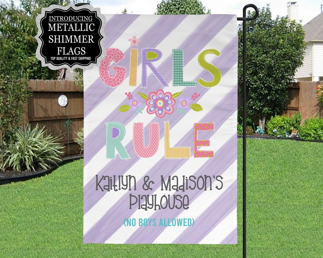 thumbnail image 2 of Playhouse Rules Garden Flag, Funny Neutral Colors Kuwait 2 of 13
