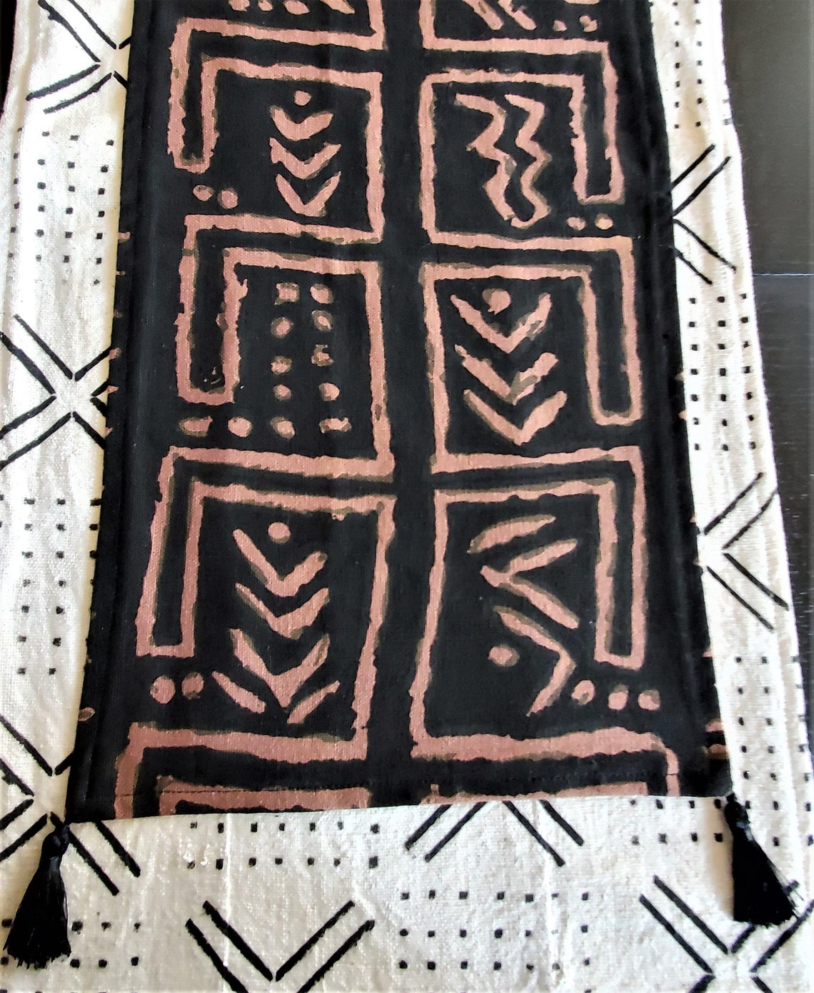 African Fabric Table Runner 10 1/2x 43 Black and Etsy