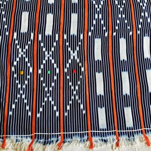 Handwoven Baule Cloth, Navy, White and Red Fabric from Cote d'Ivoire, Superior Quality Handwoven African Fabric Piece 45" x 65"