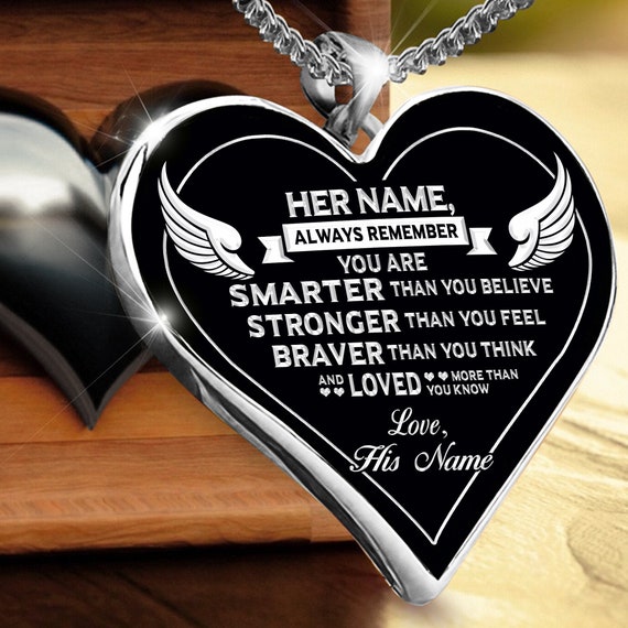 Smarter Than Think Braver Than Believe Love Husband Stronger Than Seem Loved Than Know Wife Valentine Gift Birthday Gift Necklace Name to My Ione Always Remember That I Love You