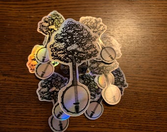 Banjo Tree Holographic Sticker - Bluegrass Music Lover