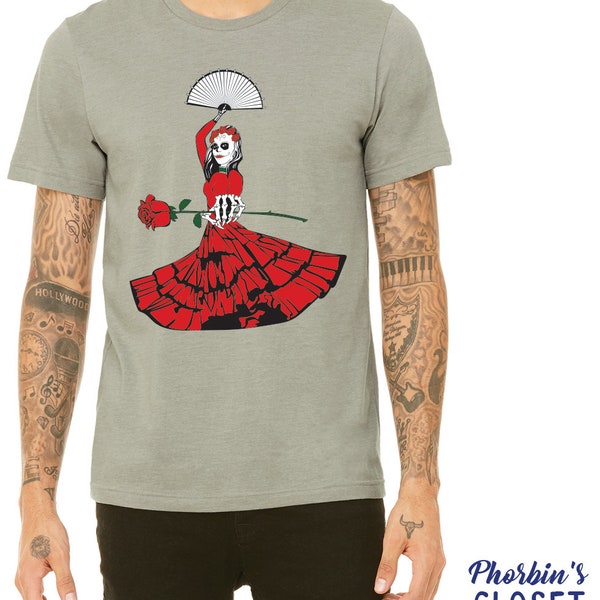 Spanish Dancer Shirt, Spanish Lady Shirt, Lady With A Fan Shirt, Music Inspired Shirt, Dia Muertes Shirt, Flamenco Dancer, Phish Shirt