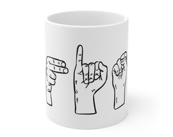 Phish Mug, Phish Coffee Mug, Phish ASL, asl Mug, asl Gift, asl Music Gift, American Sign Language, American Sign Gift, Phish asl